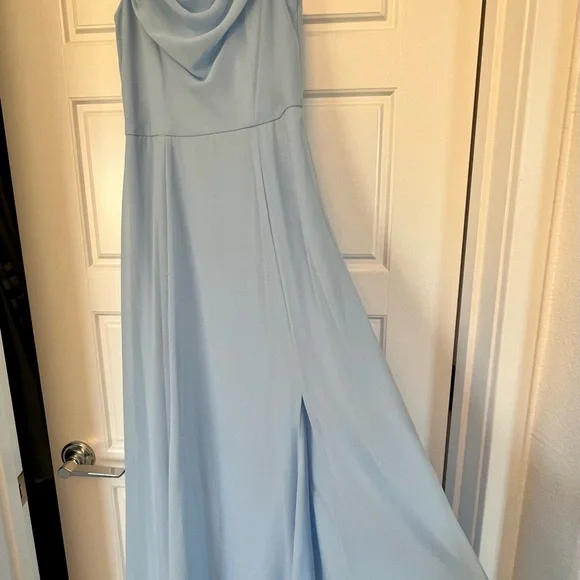 david's bridal cowl neck bridesmaid dress Cowl Neck Chiffon Bridesmaid Dress with Slit